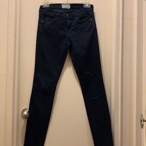 Current/Elliot Blue Note Skinny Jeans w/ Frayed Hem